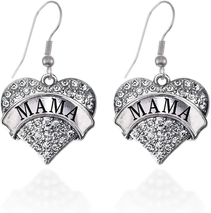 Inspired Silver - Silver Pave Heart Charm French Hook Drop Earrings with Cubic Zirconia Jewelry