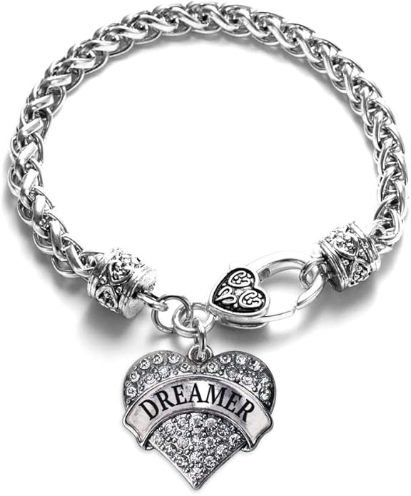 Inspired Silver - Silver Pave Heart Charm Bracelet with Cubic Zirconia Jewelry