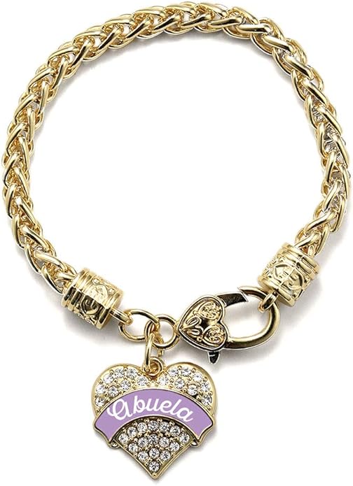 Inspired Silver - Gold Pave Heart Charm Bracelet with Cubic Zirconia Jewelry
