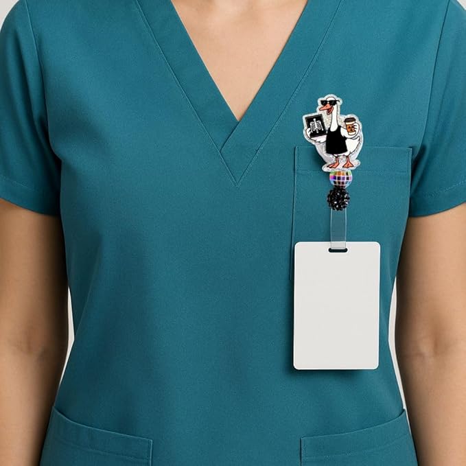 Radiology Badge Reel Funny Silly Goose Cool X-ray Tech Rad Technician MRI Radiologic Technologist ID Name Holder Retractable Clip Gifts for Radiologist Radiographer Hospital Staff Appreciation Week