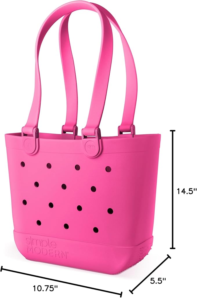 Simple Modern Medium Beach Bag | Waterproof Getaway Rubber Tote with Zipper Pocket for Travel, Pool, Boat, Groceries, Sports | Malibu