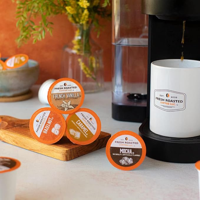 Fresh Roasted Coffee, The Great Eight, Flavored Coffee Pod Variety Pack, K-Cup Compatible, 96 Count