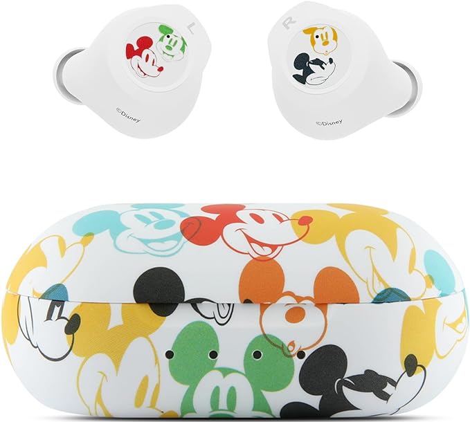 Disney Mickey Mouse Bluetooth Earbuds with Charging Case- Bluetooth Wireless Headset with Built-in Mic and 30 Hours of Playtime- Mickey Mouse Gifts for Women, Men and All Fans of Disney Gifts