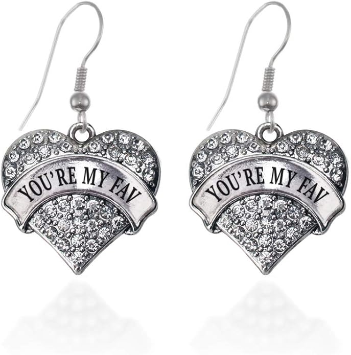 Inspired Silver - Silver Pave Heart Charm French Hook Drop Earrings with Cubic Zirconia Jewelry