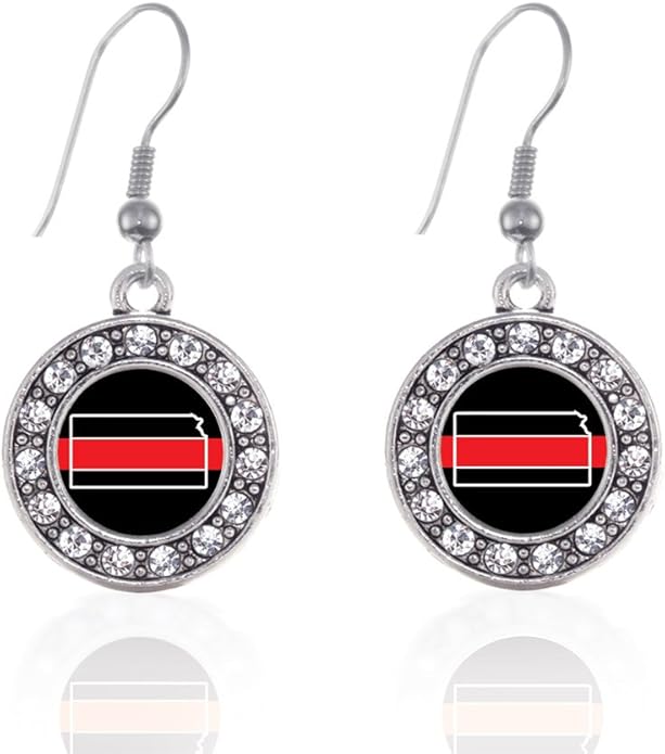 Inspired Silver - Silver Circle Charm French Hook Drop Earrings with Cubic Zirconia Jewelry
