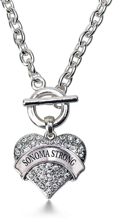 Inspired Silver - Silver Pave Heart Charm 18 Inch Necklace with Cubic Zirconia Jewelry