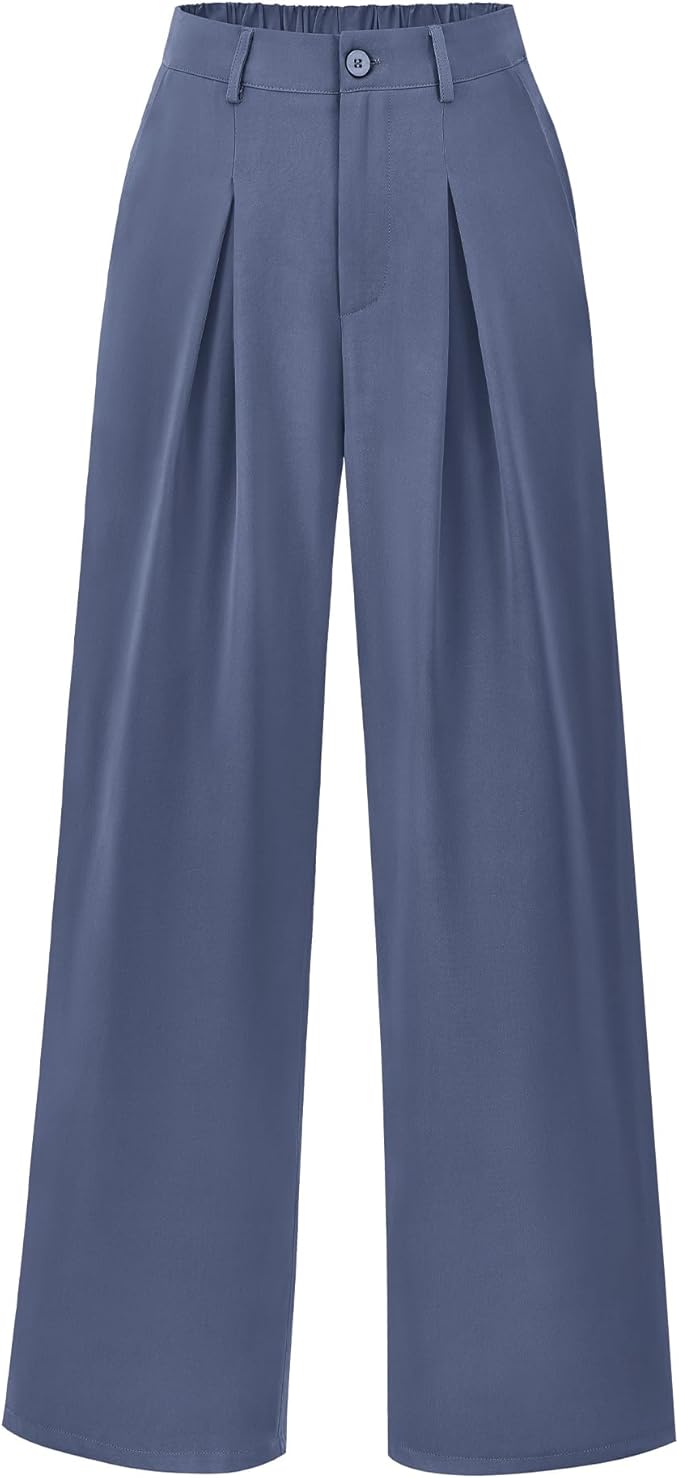 BTFBM Women High Waist Palazzo Pants Spring 2026 Casual Wide Leg Trousers Loose Work Office Business Suit Pant Pockets