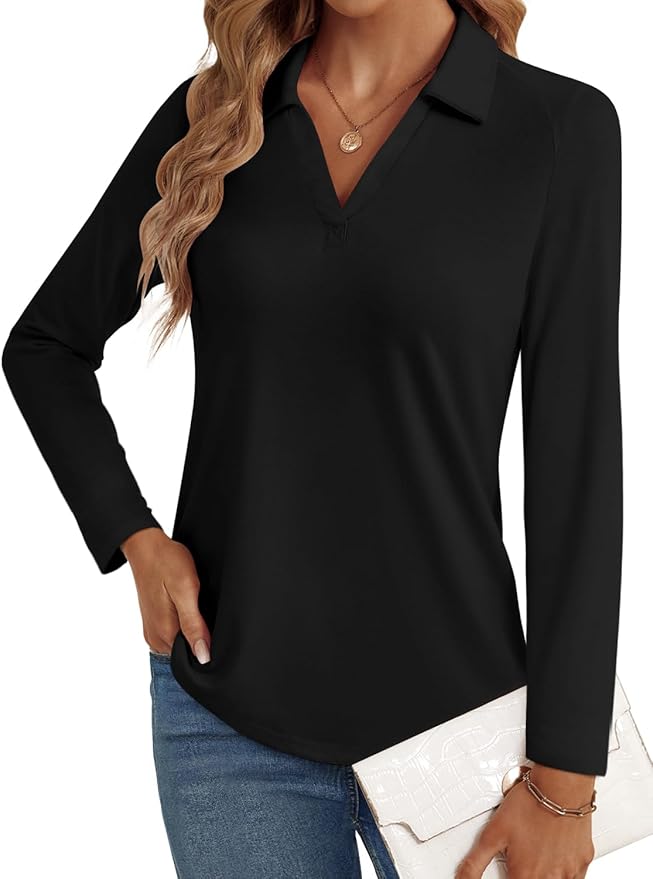 3/4 Length Sleeve Womens Tops Dressy Casual V Neck Polo Shirts Business Work Blouses 2025 Trendy Tunic Top