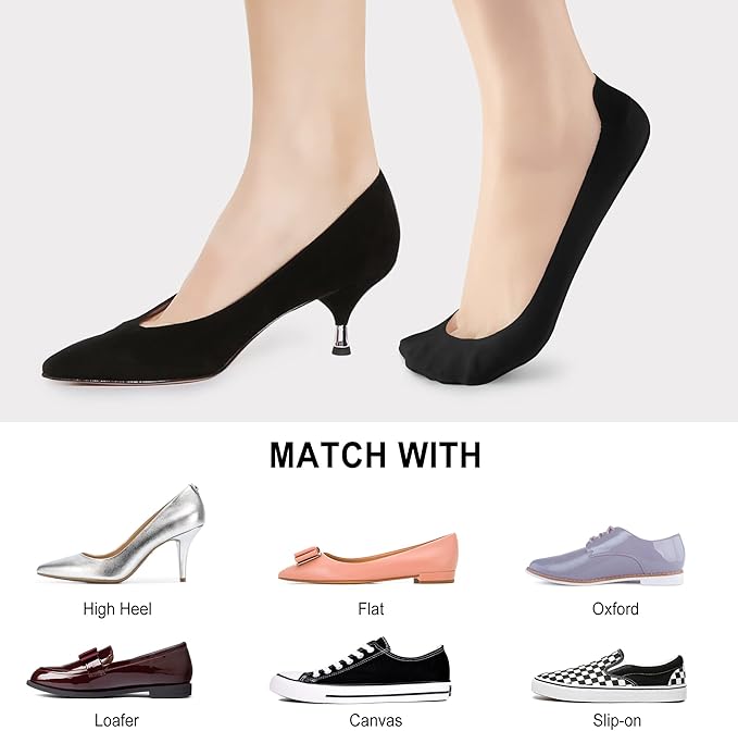 WISVOOO No Show Socks Womens Liner Ultra Low Cut Non Slip Invisible Socks for Flats