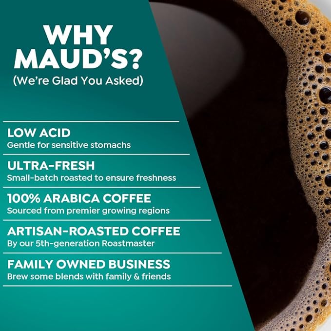 Maud's Espresso Roast Coffee Pods, 18 ct, Dark Roast Coffee in Recyclable Single Serve Pods – 100% Arabica Coffee, Compatible with Keurig K Cups Maker