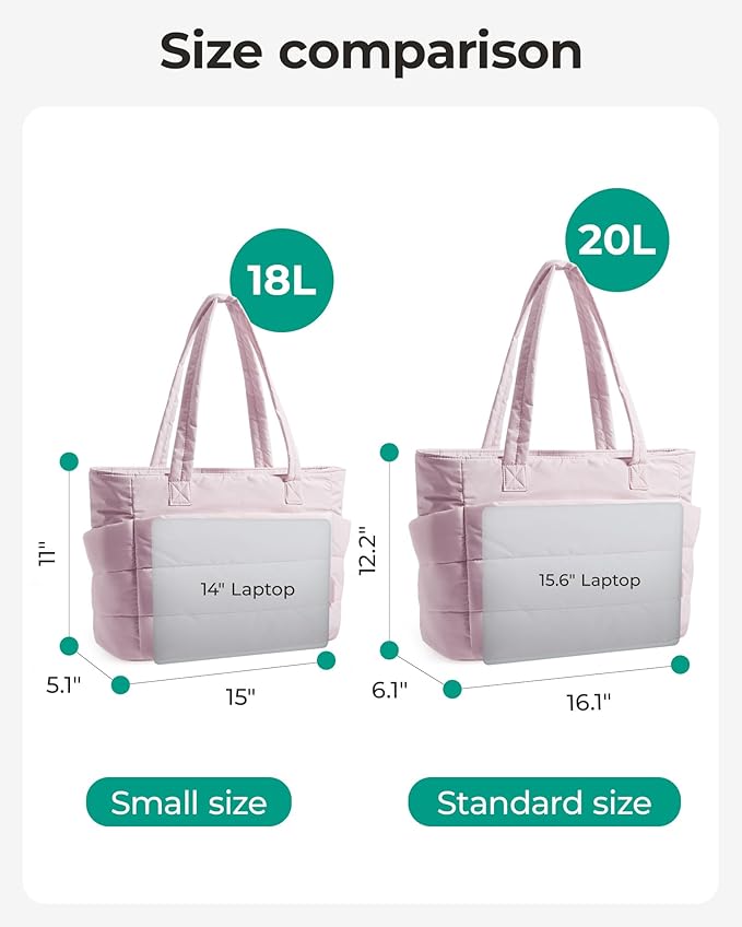 BAGSMART Tote Bag for Women, Lightweight Puffy Tote Bag with Compartments Shoulder Bag Handbag for Travel, Work, Gym | Lightweight, Puffy, Tote Bag with Compartments, Quilted, for Travel, Work