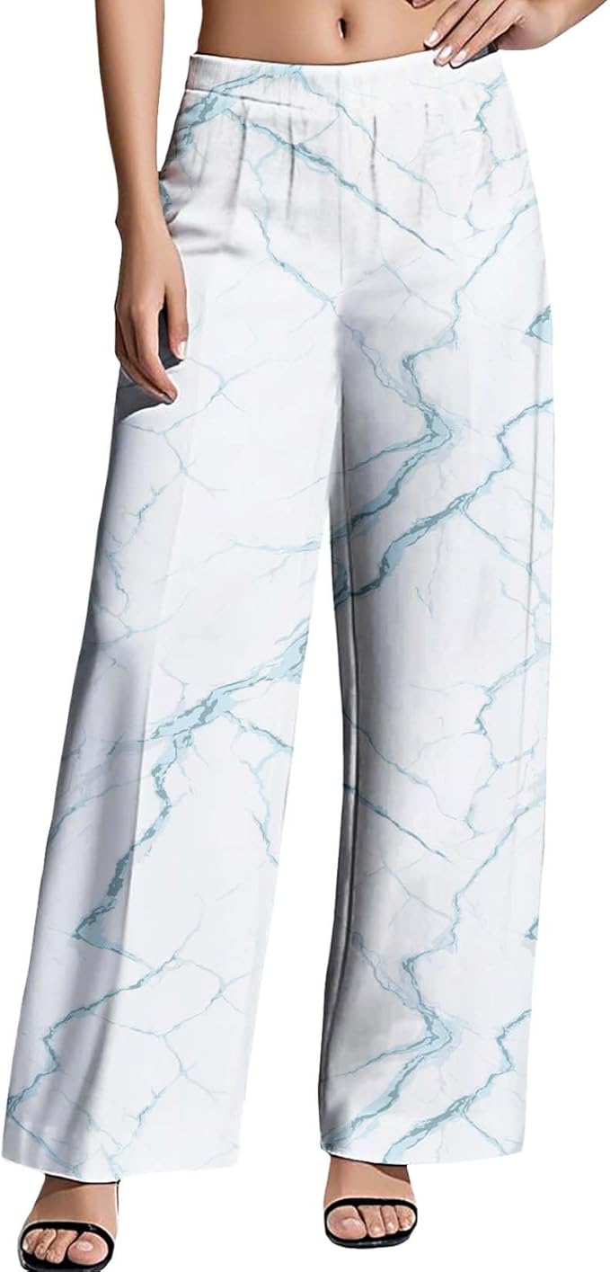 Womens Boho Pants Casual Oversize High Waisted Wide Leg Trousers Pattern Printed Ourdoors Pant for 2025 Summer