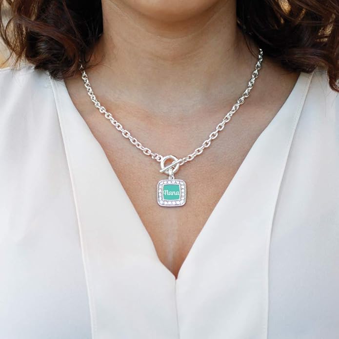 Inspired Silver - Silver Square Charm 18 Inch Necklace with Cubic Zirconia Jewelry