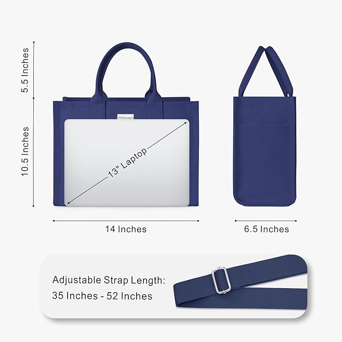 TOPDesign Heavy-Duty Canvas Tote Bag for Women, Adjustable Crossbody/Shoulder Handbag with 9 Pockets, Everything Tote