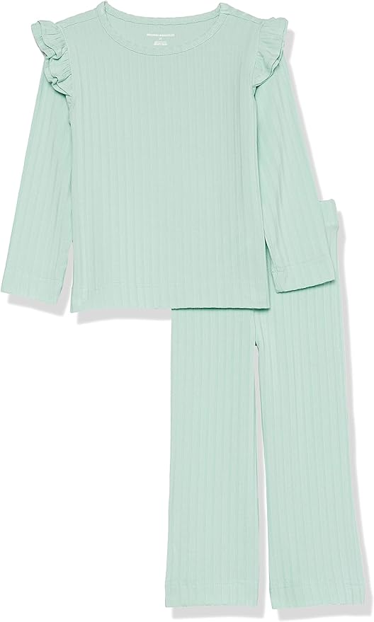 Amazon Essentials Girls and Toddlers' Wide-Rib Outfit Set, Pack of 2