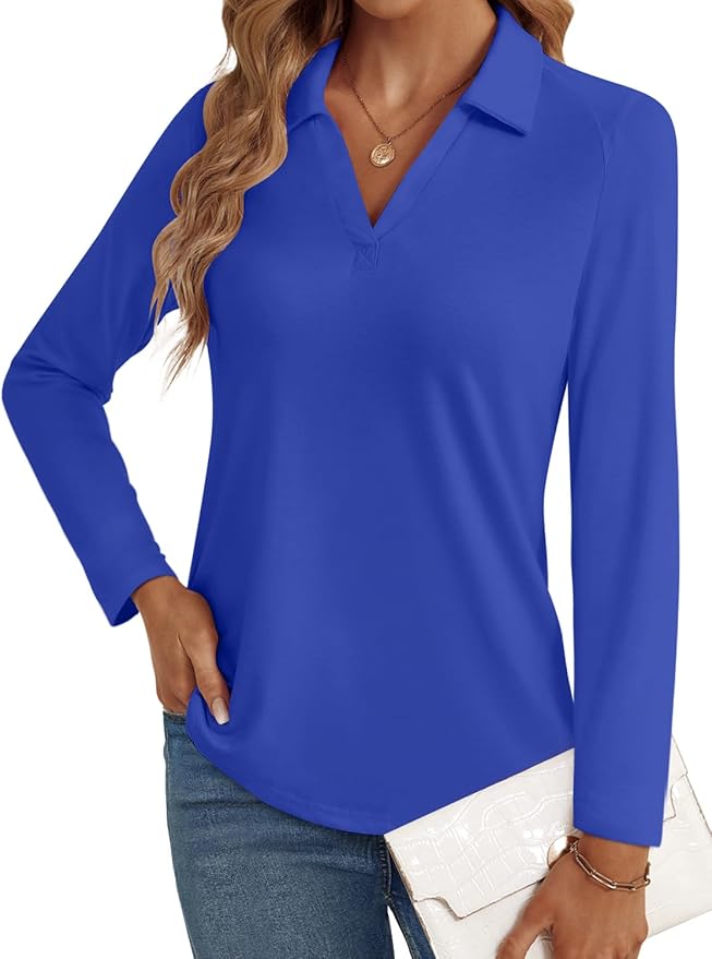 3/4 Length Sleeve Womens Tops Dressy Casual V Neck Polo Shirts Business Work Blouses 2025 Trendy Tunic Top