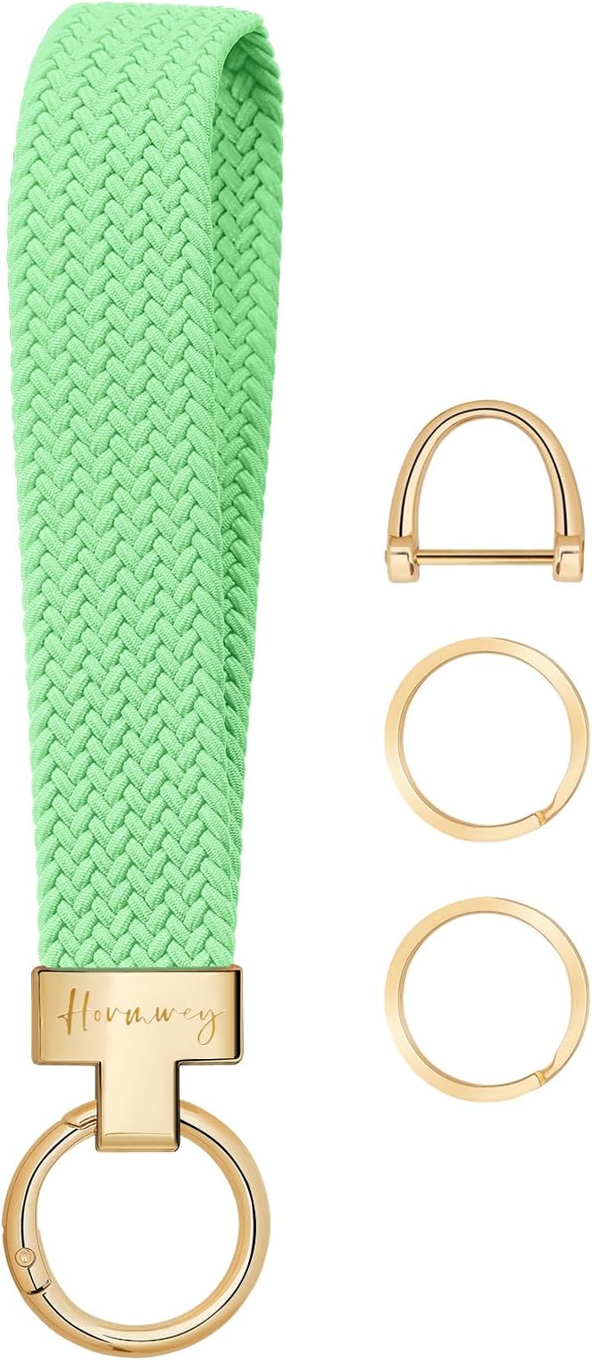 Hovmwey Elastic Wristlet Keychain for Women Men, Cute Car Key Chain, Braided Wrist Strap Lanyard for Keys ID Badges