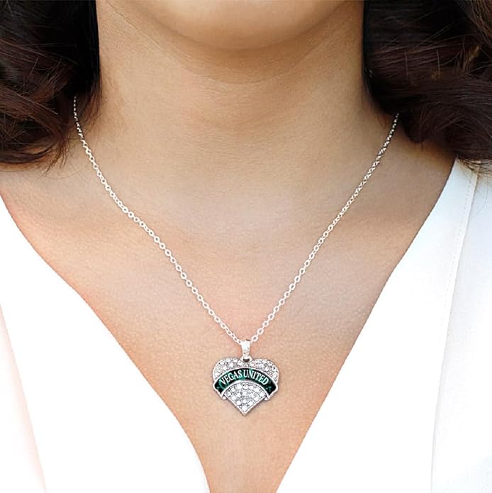Inspired Silver - Silver Pave Heart Charm 18 Inch Necklace with Cubic Zirconia Jewelry