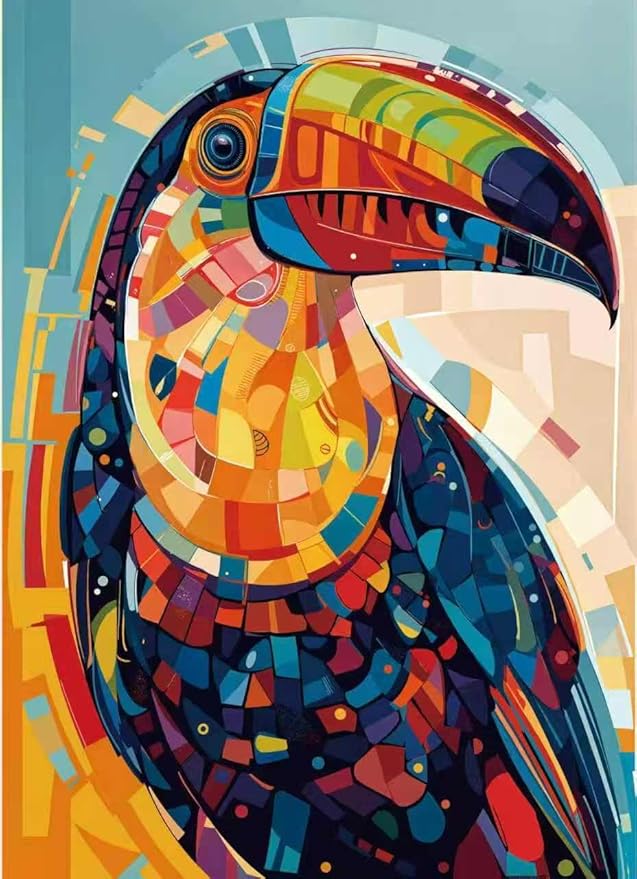 Naturelish Toucan Jigsaw Puzzle for Adults 1000 Pieces, Mosaic Vibrant Colorful Bird Art Unique Shaped Hard Puzzle, Challenging Game for Family Activity Home Decor, 20x27 Inches