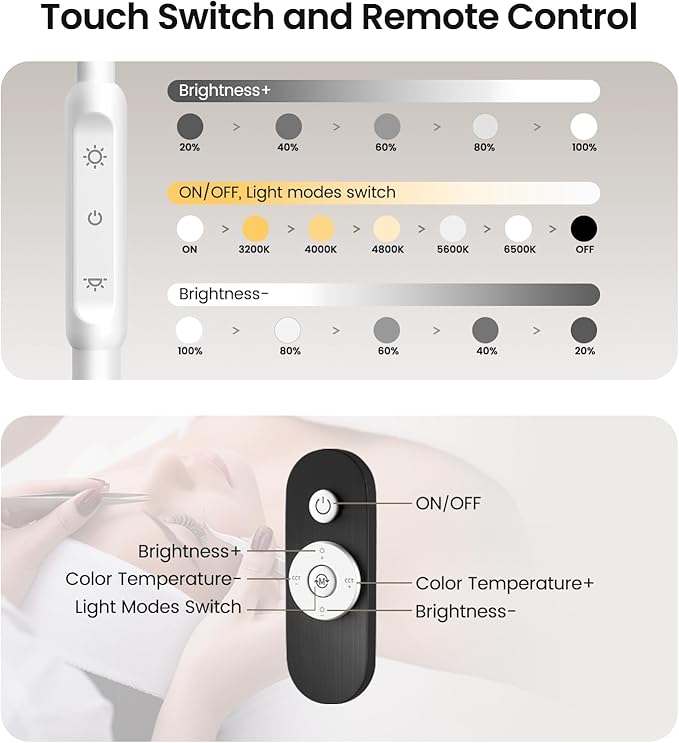 Lash Light, Half Moon Lamp with Tool Tray, LED Moon Light for Eyelash Extensions, Flexible and Adjustable Color Modes, Suitable for Beauty Salons and Beginner DIY (White)
