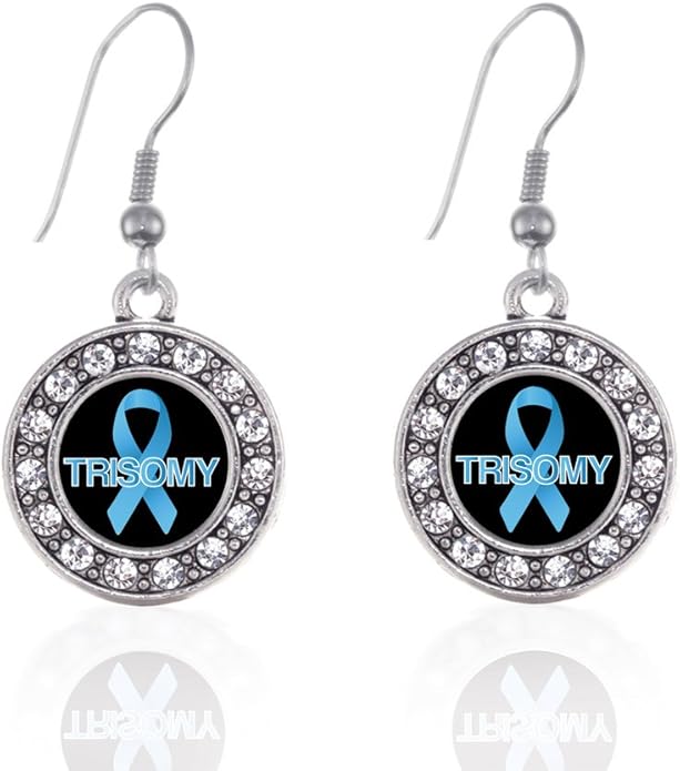 Inspired Silver - Silver Circle Charm French Hook Drop Earrings with Cubic Zirconia Jewelry