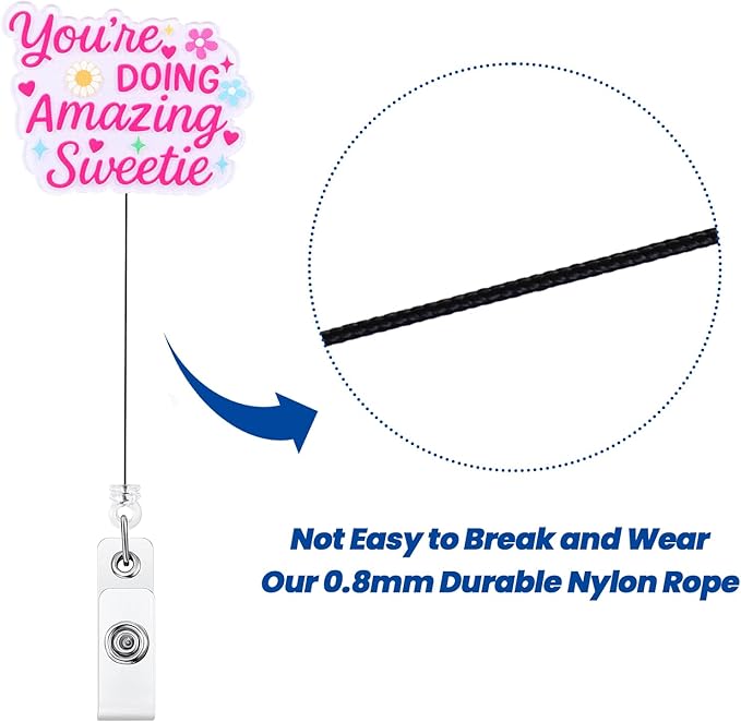 You're Doing Amazing Sweetie Funny Badge Reel, Cute Retractable ID Card Badge Holder, Name Tag Medical Work Badge Clip for RN LPN CNA MA ER Night Shift Nurse OB/GYN L&D Doctor Teacher, Nurse Gifts