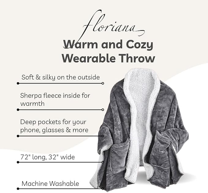 SIGNALS Womens Wearable Throw Blanket Poncho, Blanket Shawl With Pockets