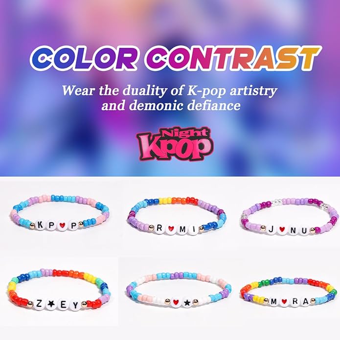 AICase for Korea-Pop Merch Gifts Toys Cosplay Birthday Decorations Bracelets Outfit Costume 6 Pcs Stackable Stretch Beaded Bracelets Merchandise Jewelry Gifts for Fans Women Christmas Stocking