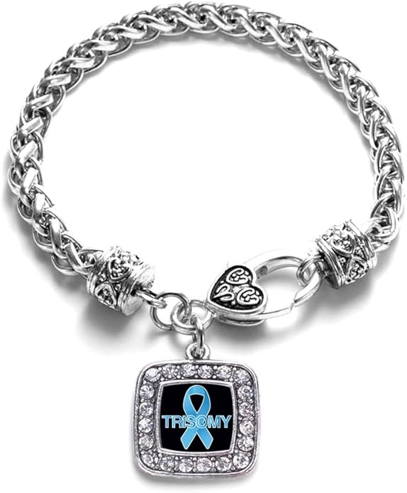Inspired Silver - Silver Square Charm Bracelet with Cubic Zirconia Jewelry