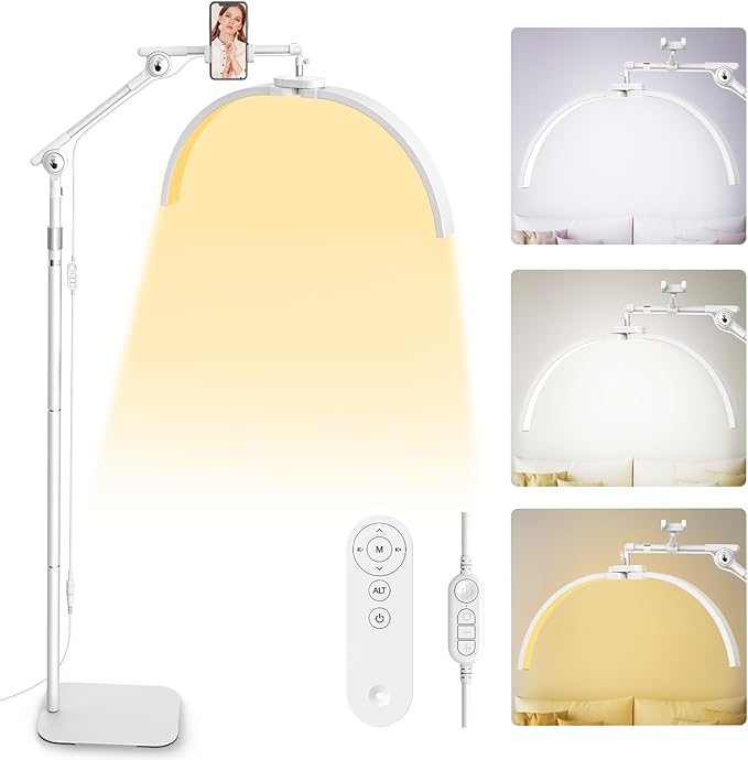 LIONVISON Lash Light for Eyelash Tech: Foldable Half Moon LED Lamp with Phone Holder for Eyelash Extension - Lash Artist Tech Tattoo, Esthetician