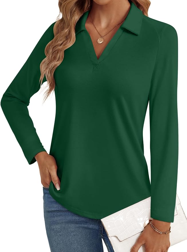 3/4 Length Sleeve Womens Tops Dressy Casual V Neck Polo Shirts Business Work Blouses 2025 Trendy Tunic Top