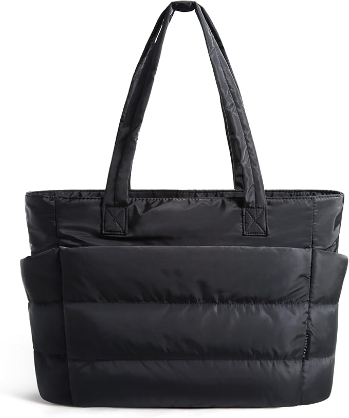 BAGSMART Tote Bag for Women, Lightweight Puffy Tote Bag with Compartments Shoulder Bag Handbag for Travel, Work, Gym | Lightweight, Puffy, Tote Bag with Compartments, Quilted, for Travel, Work