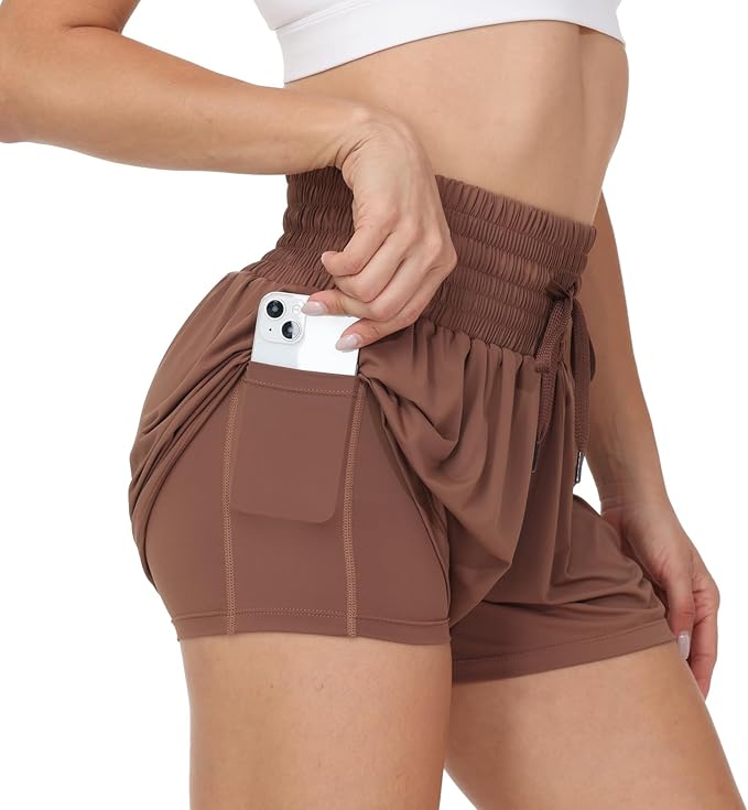 Blaosn Flowy Athletic Shorts for Women Gym Workout Running Short Pants High Waist Skort with Pocket Casual Summer Clothes