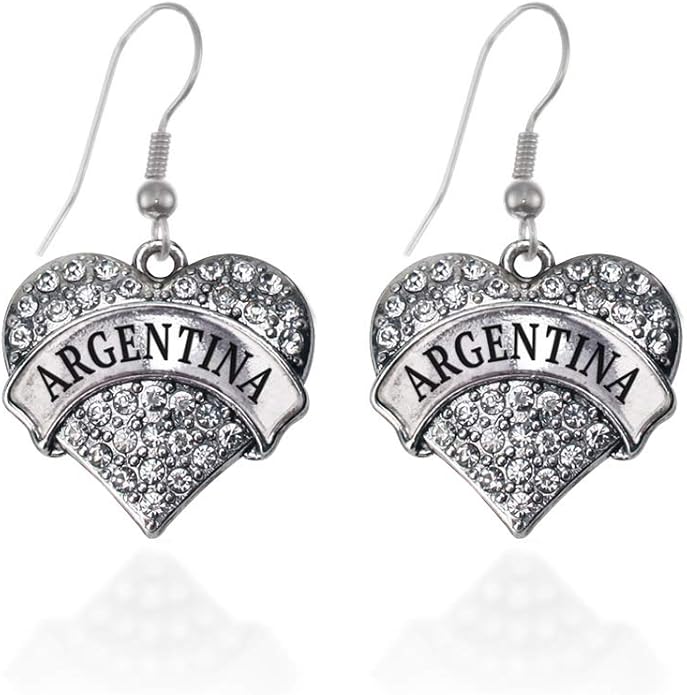 Inspired Silver - Silver Pave Heart Charm French Hook Drop Earrings with Cubic Zirconia Jewelry