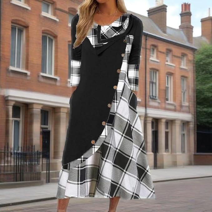Winter Dresses for Women Wedding Guests Casual Cute Heart Long Sleeve Tiered Maxi Dress with Pockets Plus Size