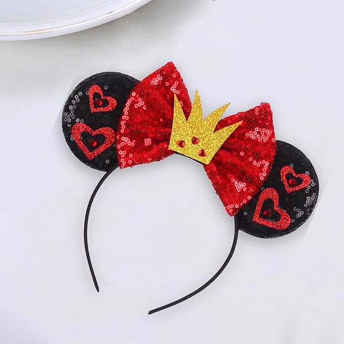 Sequin Mouse Ears Headbands for Women Girls Boys, Glitter Bows Headband for Kids Adults Birthday Party Costume Halloween