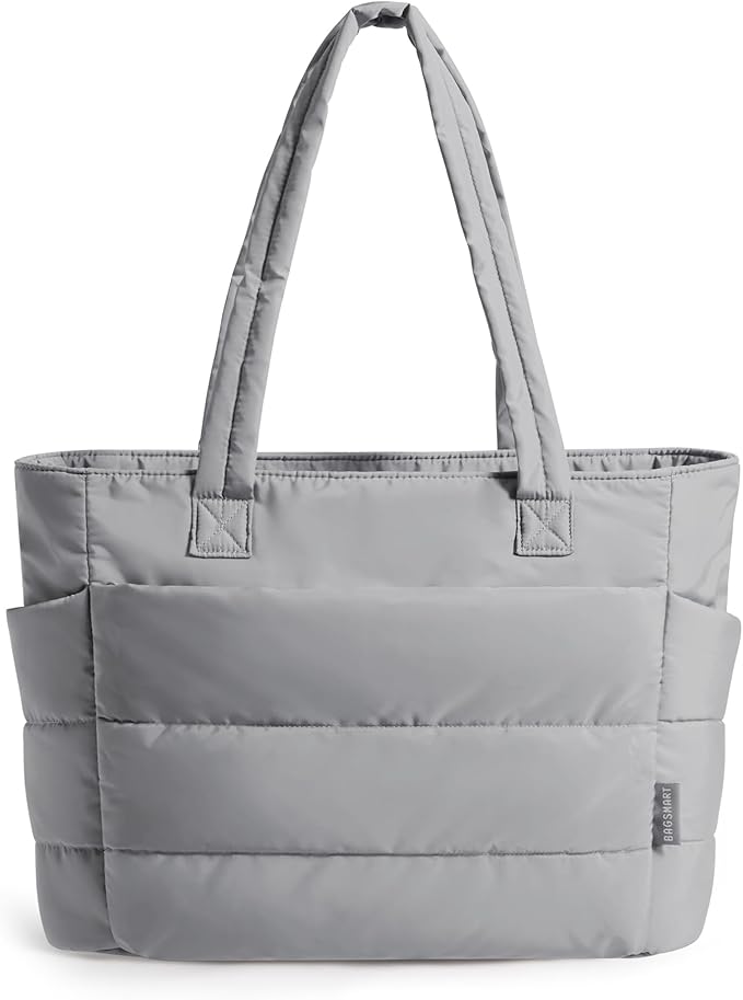 BAGSMART Tote Bag for Women, Lightweight Puffy Tote Bag with Compartments Shoulder Bag Handbag for Travel, Work, Gym | Lightweight, Puffy, Tote Bag with Compartments, Quilted, for Travel, Work