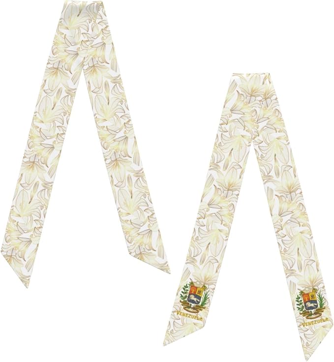 Venezuela Venezuelian Flag Emblem Golden Women's Fashion Neck Scarf Double Sided Silk Head Scarf Accessory Soft Headband