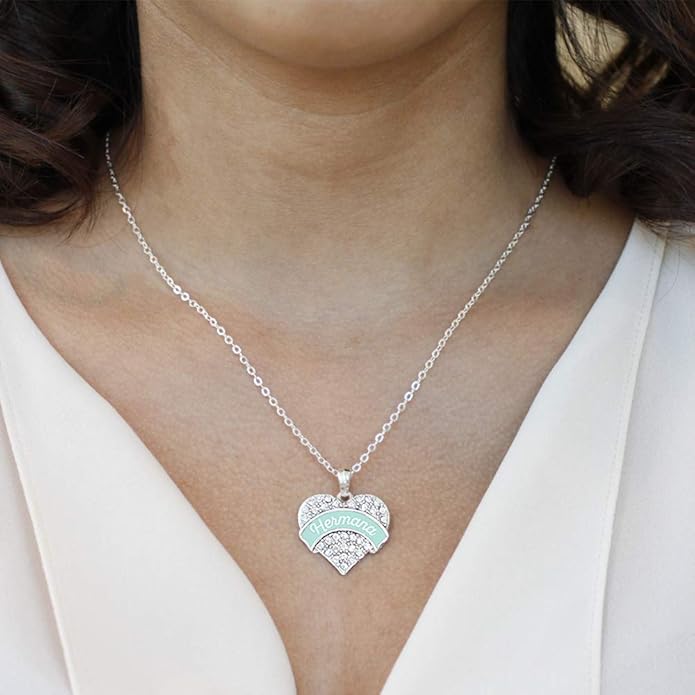Inspired Silver - Silver Pave Heart Charm 18 Inch Necklace with Cubic Zirconia Jewelry