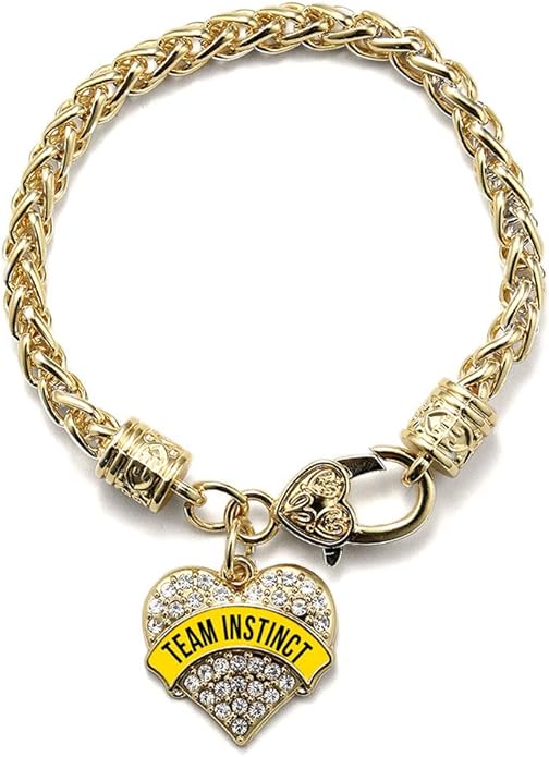 Inspired Silver - Gold Pave Heart Charm Bracelet with Cubic Zirconia Jewelry