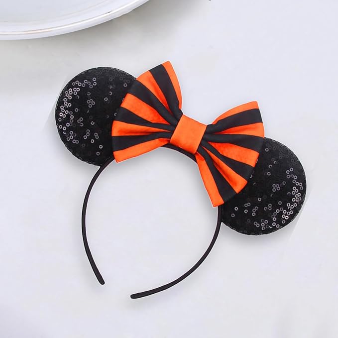 Sequin Mouse Ears Headbands for Women Girls Boys, Glitter Bows Headband for Kids Adults Birthday Party Costume Halloween