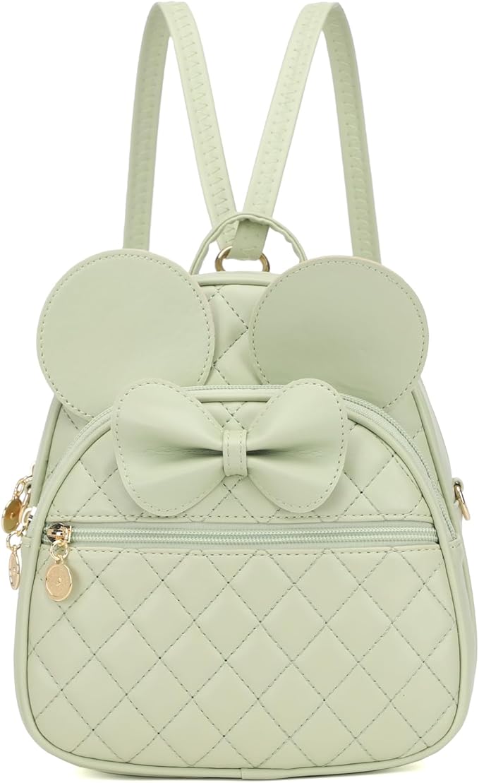 KL928 Girls Mini Backpack Bowknot Polka Dot Cute Small Daypacks Convertible Shoulder Bag Purse for Women