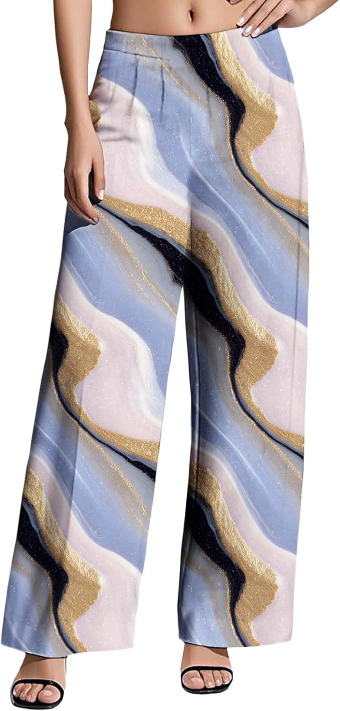 Womens Boho Pants Casual Oversize High Waisted Wide Leg Trousers Pattern Printed Ourdoors Pant for 2025 Summer