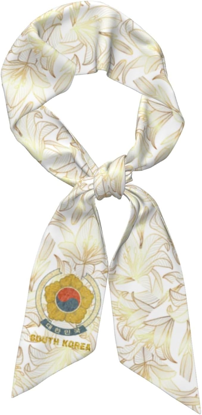 Venezuela Venezuelian Flag Emblem Golden Women's Fashion Neck Scarf Double Sided Silk Head Scarf Accessory Soft Headband