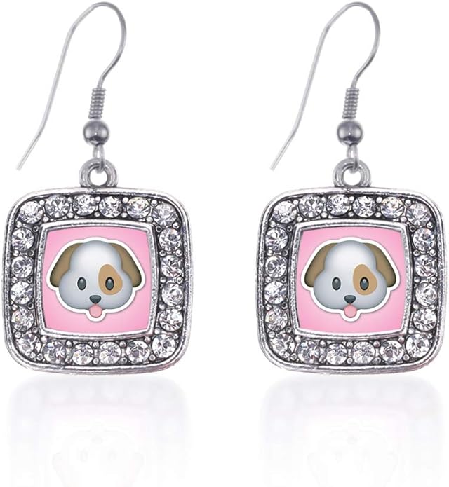 Inspired Silver - Silver Square Charm French Hook Drop Earrings with Cubic Zirconia Jewelry