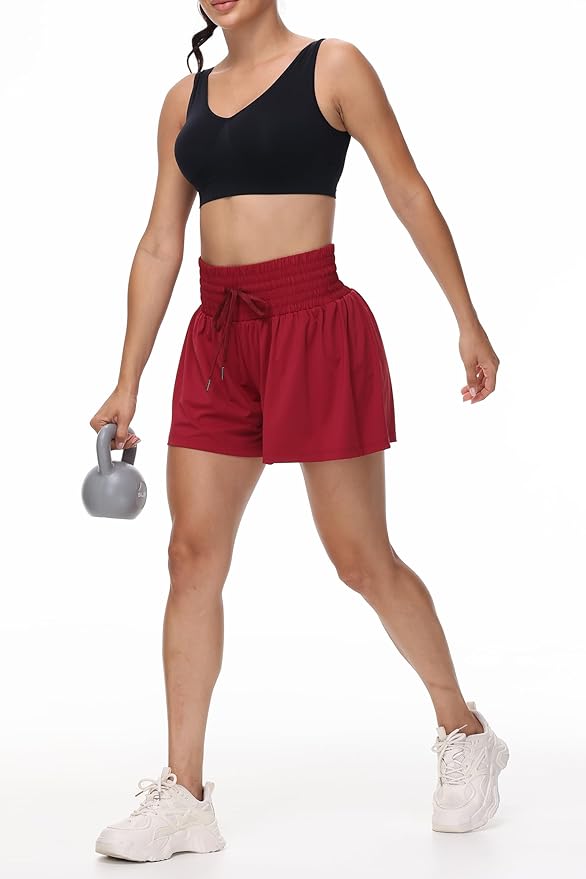 Blaosn Flowy Athletic Shorts for Women Gym Workout Running Short Pants High Waist Skort with Pocket Casual Summer Clothes