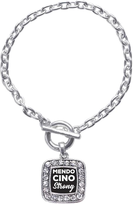 Inspired Silver - Silver Square Charm Toggle Bracelet with Cubic Zirconia Jewelry