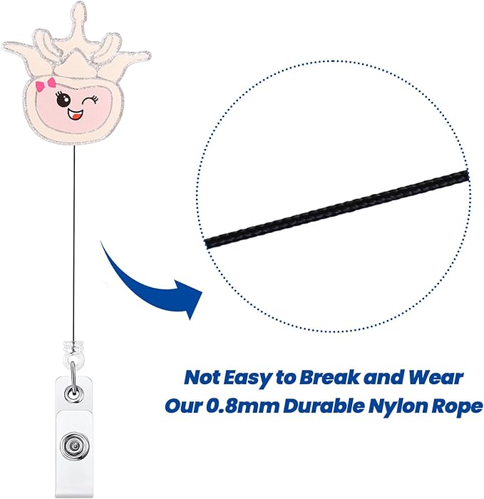 Vertebrae Funny Badge Reel, Cute Retractable ID Card Anatomy Lumbar Badge Holder, Name Tag Work Badge Clip for Chiropractor RN LPN CNA MA ER Night Shift Nurse Nursing Student Doctor, Nurse Gifts