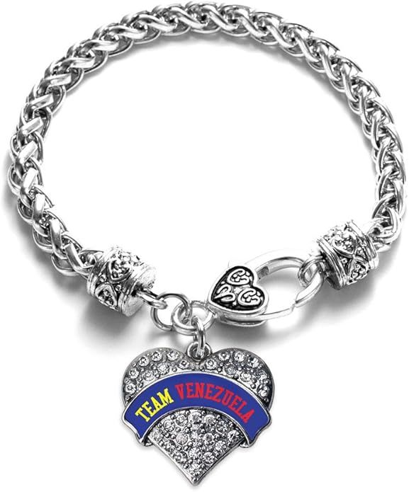 Inspired Silver - Silver Pave Heart Charm Bracelet with Cubic Zirconia Jewelry
