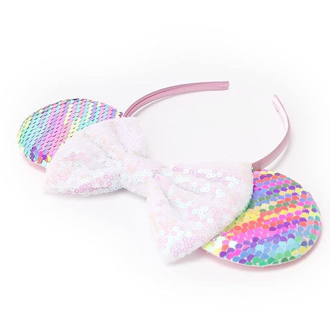 DRESHOW Mouse Ears Bow Headbands Glitter Party Decoration Cosplay Costume for Women